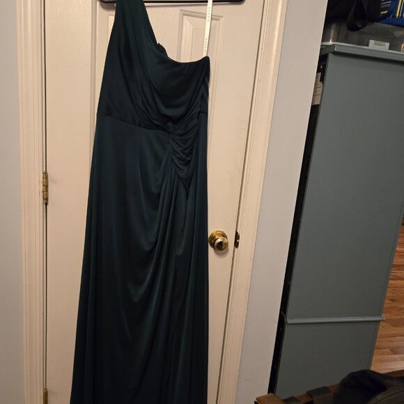 Azazie Brooke Pine A-Line One Shoulder Mesh Dress - Picture 10 of 12